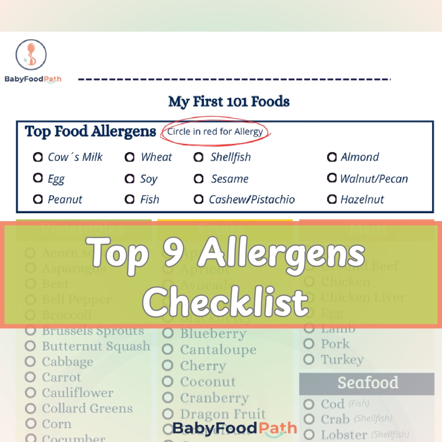Baby-Led Weaning 101 Food Checklist PDF Download